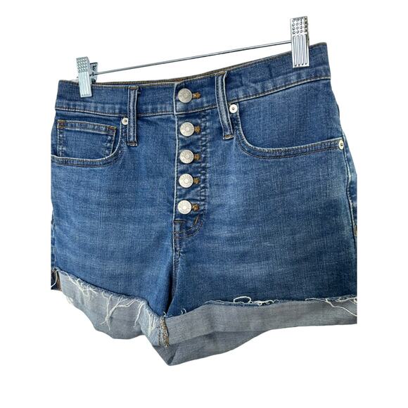 Madewell High-Rise Denim Shorts Medium Rinse Button-Fly Women's Size 24 - Picture 2 of 9